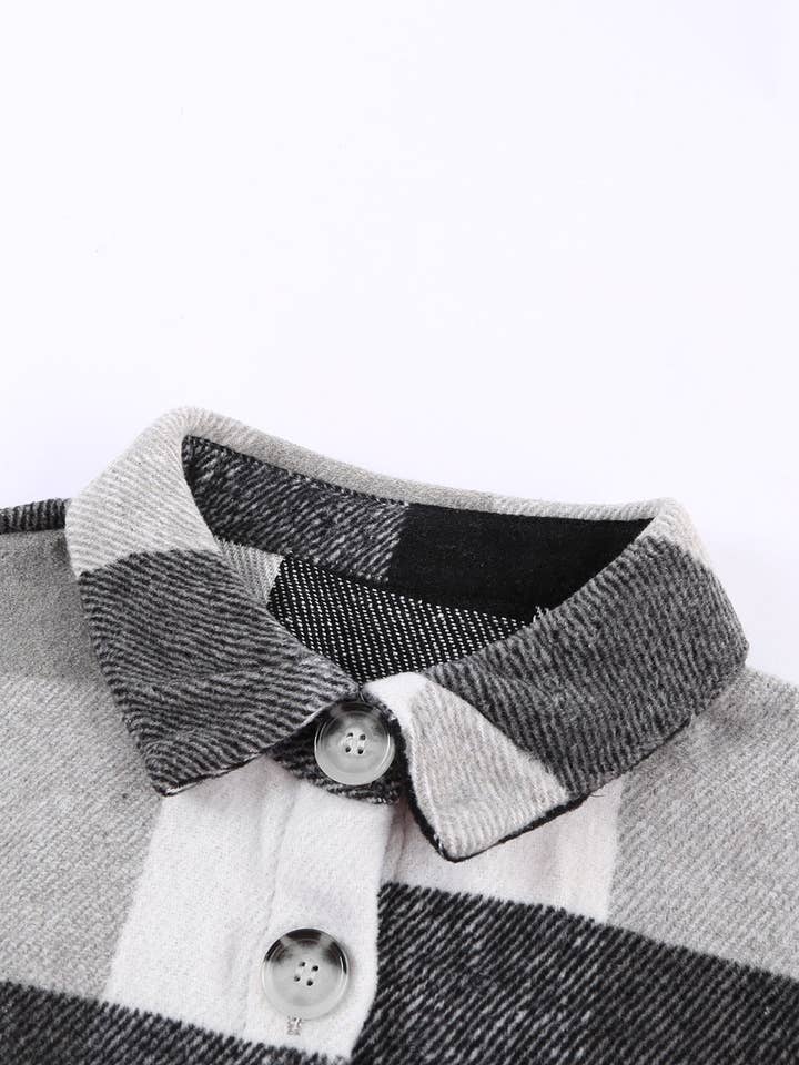 Lovesoft - Venta al por mayor Sobrecamisa - Mujer - Chaqueta casual de manga larga con botones en bloque a cuadros y bolsillo7