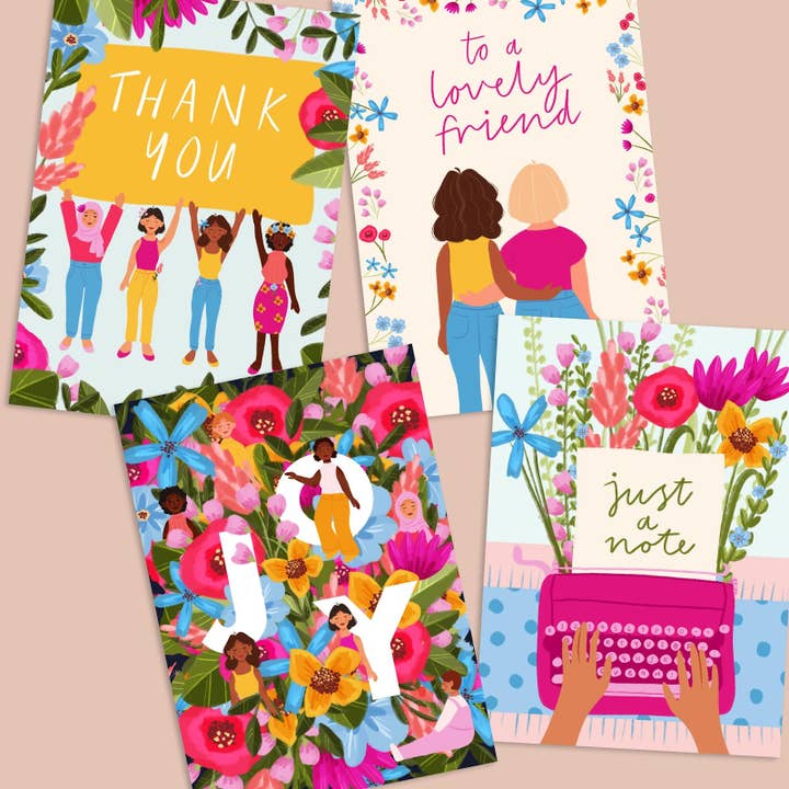 In Bloom Assorted Pack Of 10 Greetings Cards for wholesale by Flourish Paperworks