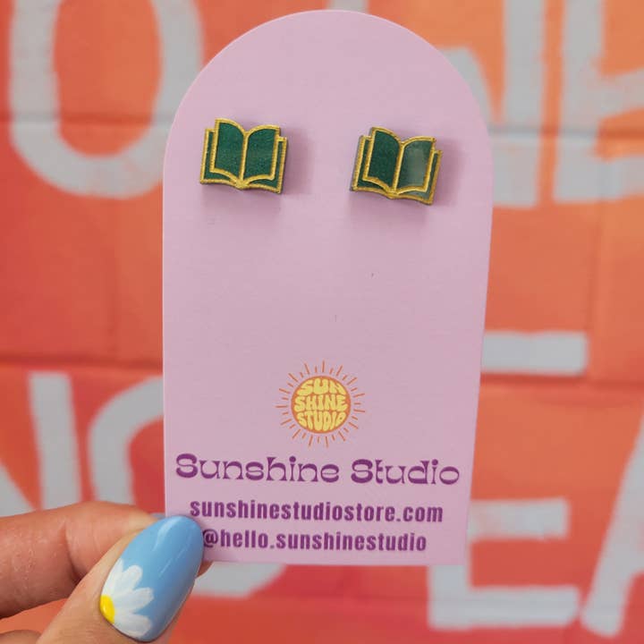 Sunshine Studio - Wholesale Stud/Post Earrings - Open Book Tiny Stud Earrings6