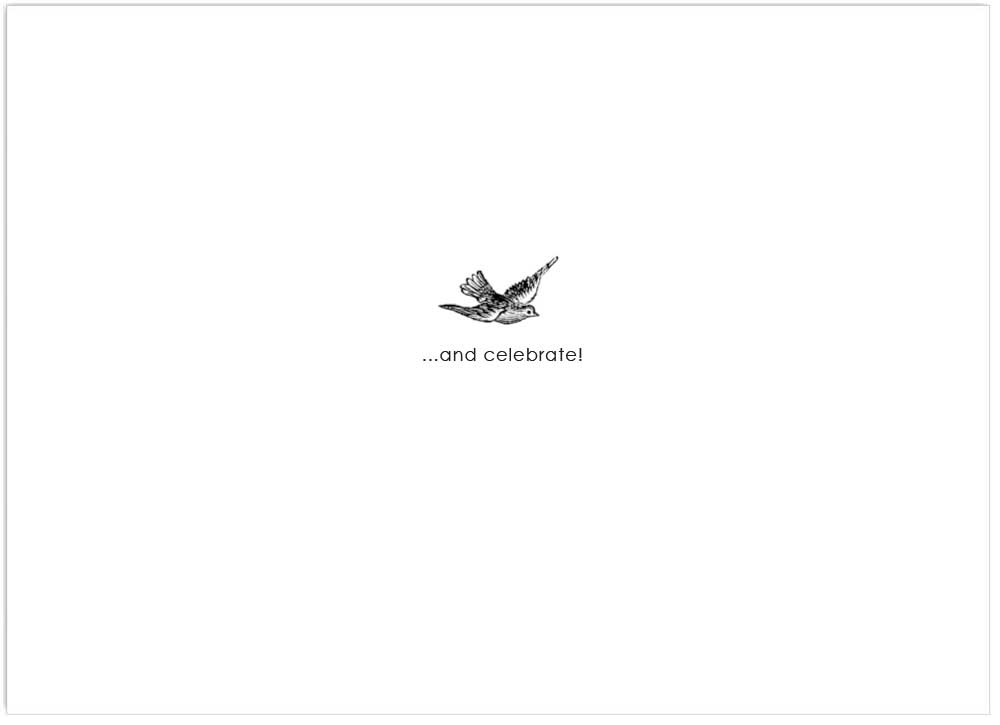 Potluck Press - Wholesale Birthday Card - Yellow Bird Cartouche Blue Flowers Greeting Card1