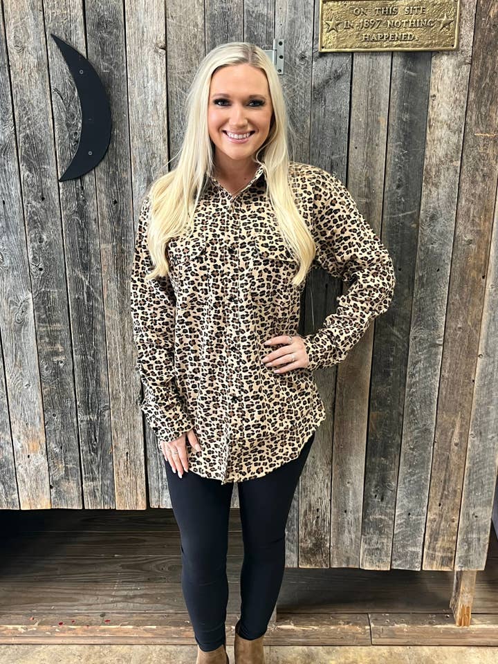 Spirit to a Tee - Wholesale Button Down Shirt - Women's - Animal Print Flannel1