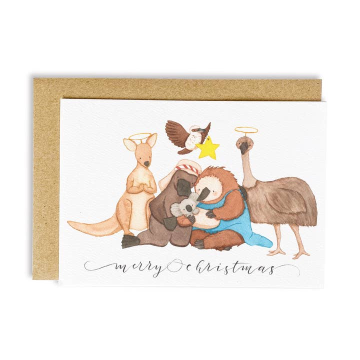 Bush Nativity Christmas Card for wholesale by The Wattle Studio
