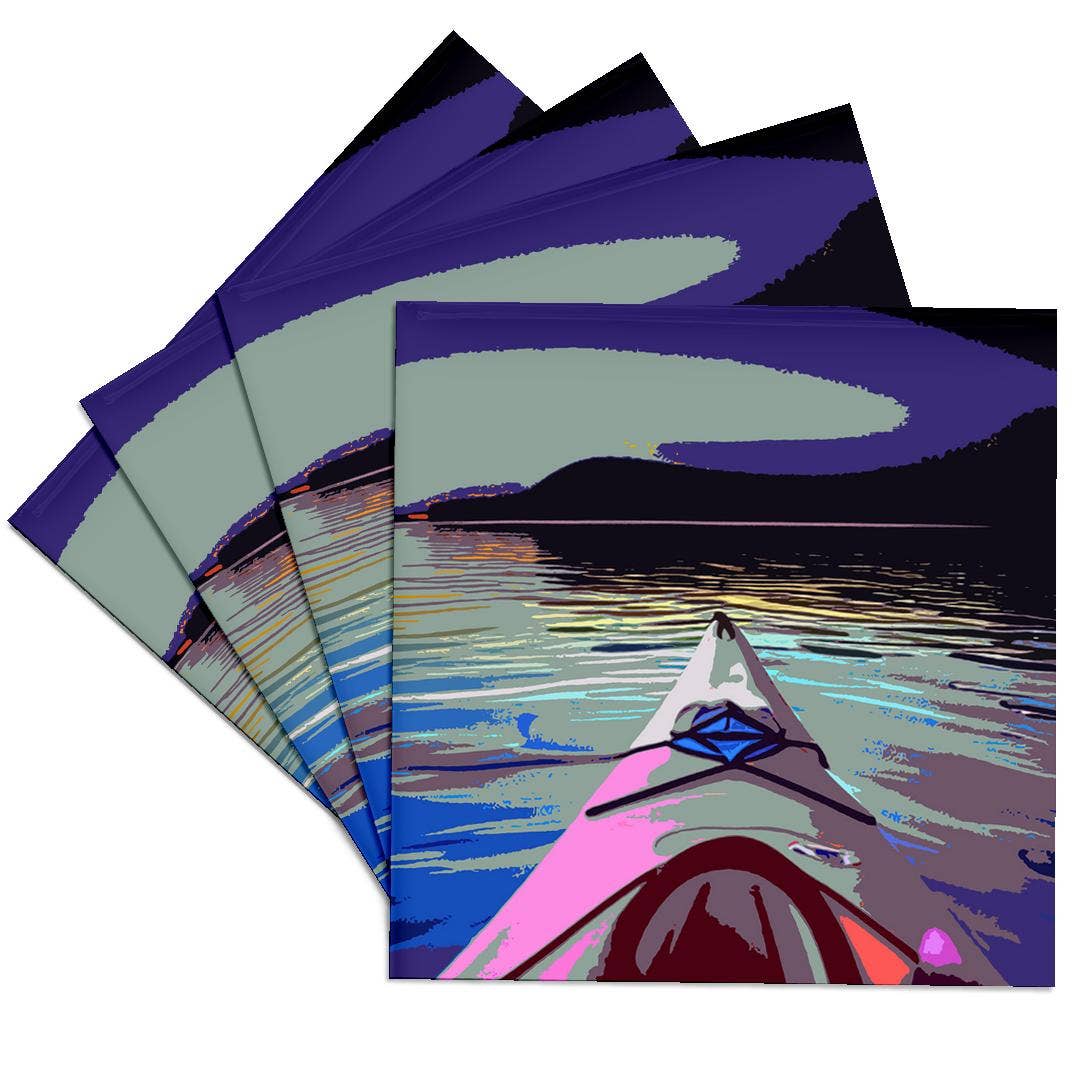 3dRose – wholesale Coasters – 3dRose, Cool fun Artsy Kayaking Art Design with Kayak boat on the Water, Coaster0