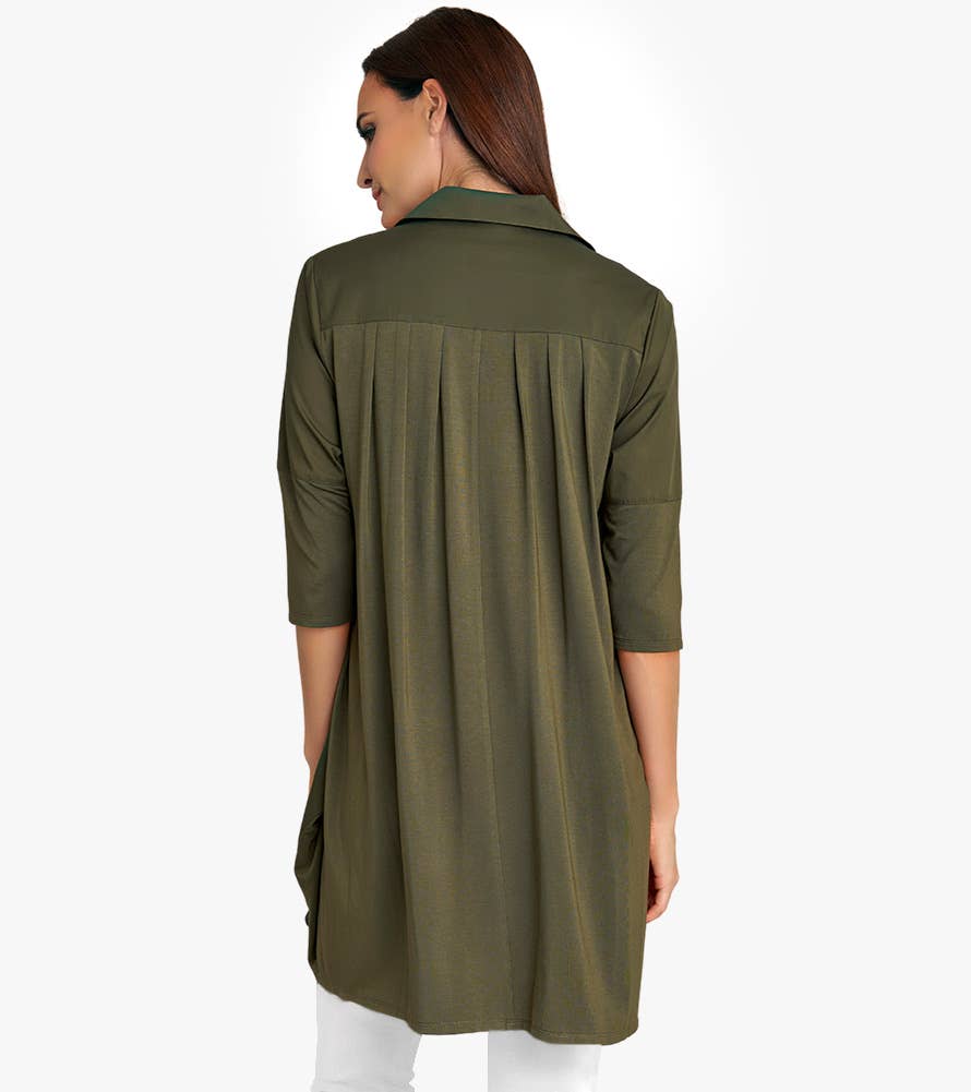 Stella Carakasi - Wholesale Tunic - Women's - Women's 3/4 Sleeve A-Line Cotton Poplin Tiburon Tunic Icon44