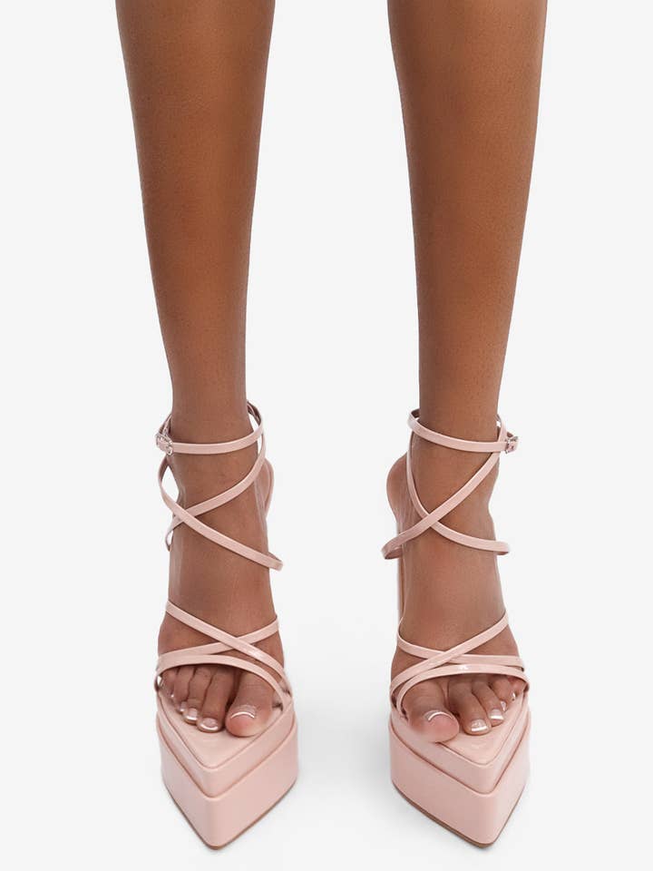 Nude WHOLE LIFE - Patent Platform Heels, Strappy Upper for wholesale on Faire