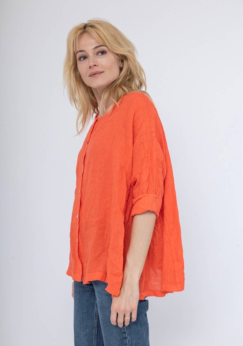 LINEN & COTTON HOUSE – Großhandel Hemd mit Button-down-Kragen – Damen – 61911 Bluse aus Leinen und Baumwolle – Einheitsgröße3