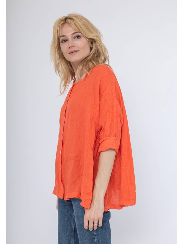 LINEN & COTTON HOUSE - Wholesale Button Down Shirt - Women's - 61911 TEA BLOUSE3