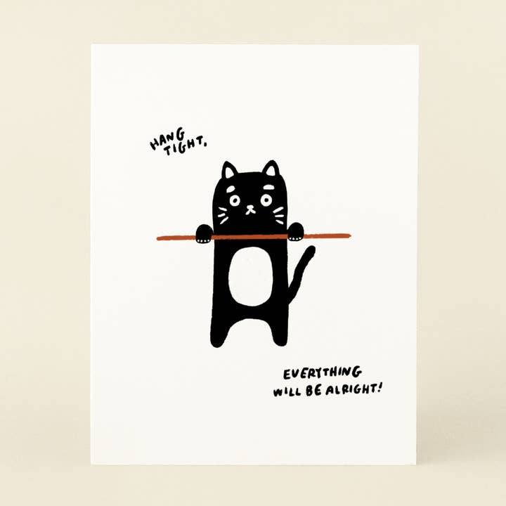 Hang Tight Cat - Greeting Card for wholesale by markedbym