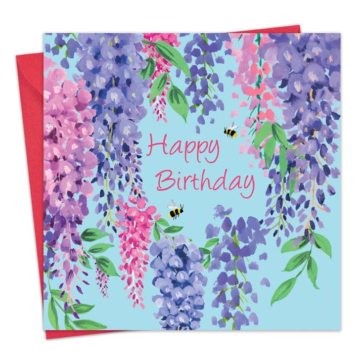 Carte d'anniversaire joyeux pour elle - Glycine pour la vente par Twizler Ltd