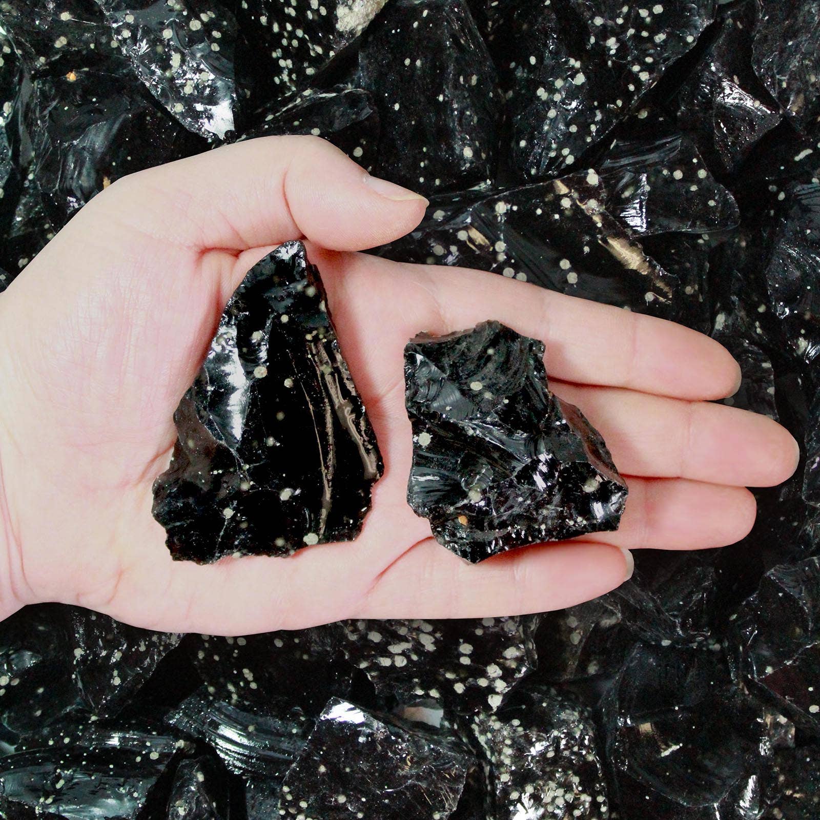 Fantasia Mining - Vendita all'ingrosso Pietra/cristallo spirituale - Ossidiana ruvida a forma di fiocco di neve - Messico (1lb)1