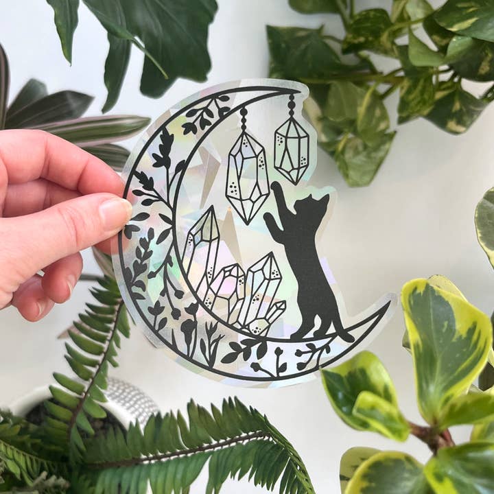 Art by Sharell - Wholesale Suncatcher - Cat on Moon Suncatcher Window Sticker Decal, Cat Lover Gift6