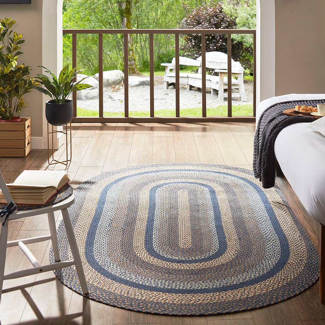 IHF HOME DECOR/IHF RUGS - Wholesale Area Rug - Denim Braided Jute Area Rug & Tabletop Collect BR-2875