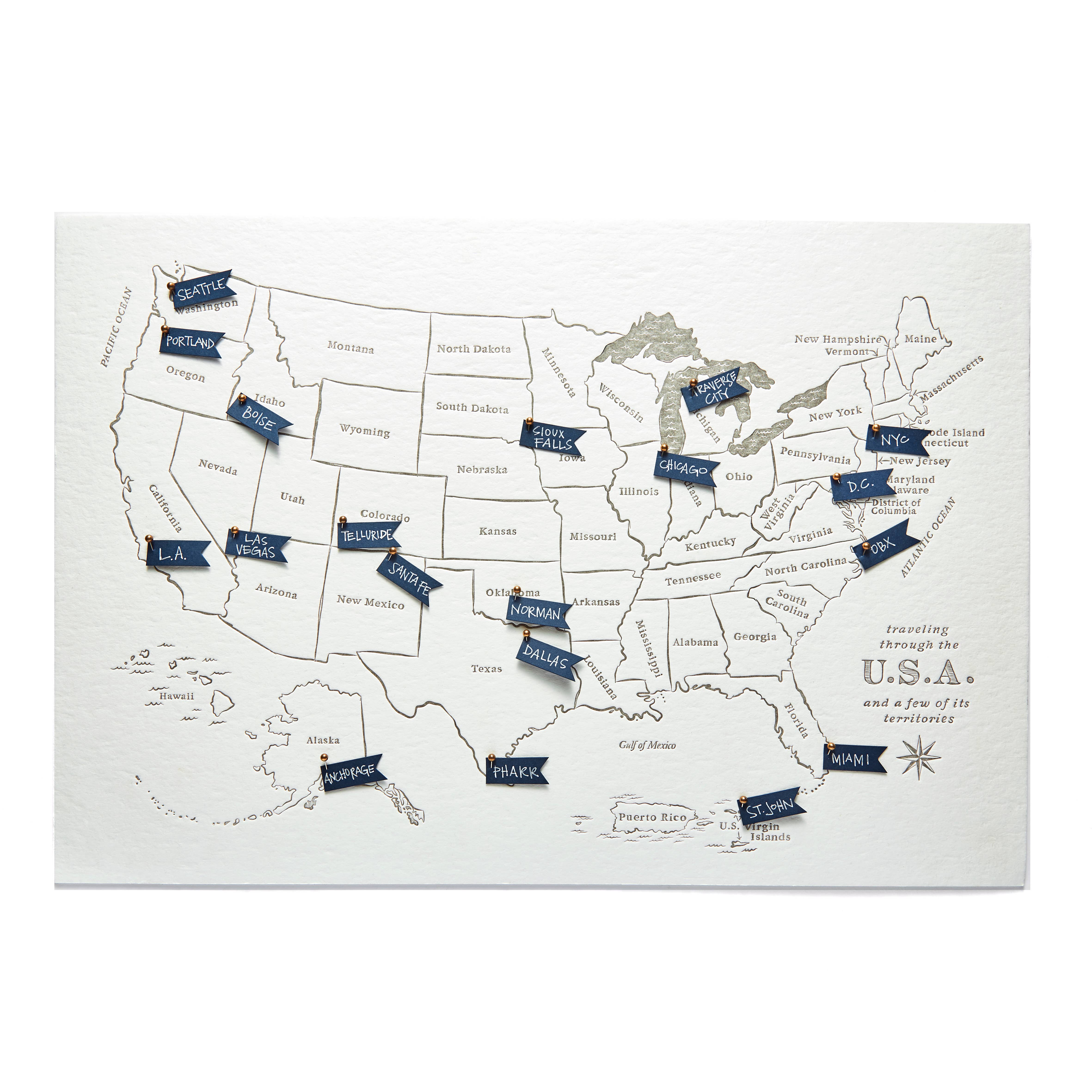Color Box Design & Letterpress – wholesale Map – USA Travel Map2
