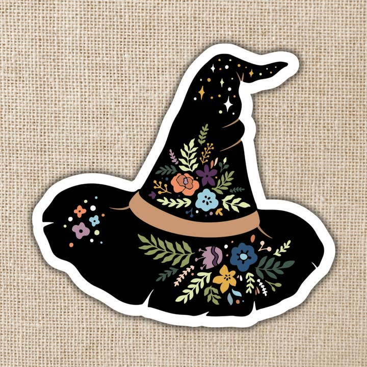 Magical Boho Witch Hat Sticker, 3-inch for wholesale by Kingdom of Threads