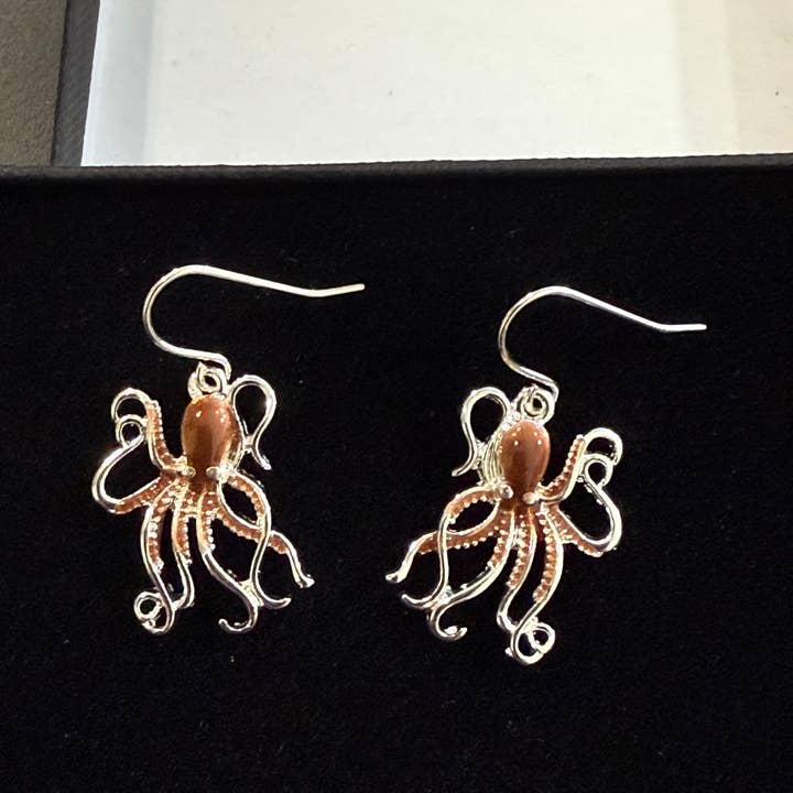 0011 PREMIERE - Wholesale Dangle Earrings - FR2524 Multi-Colored Nautical Octopus Metal Dangle Earrings2