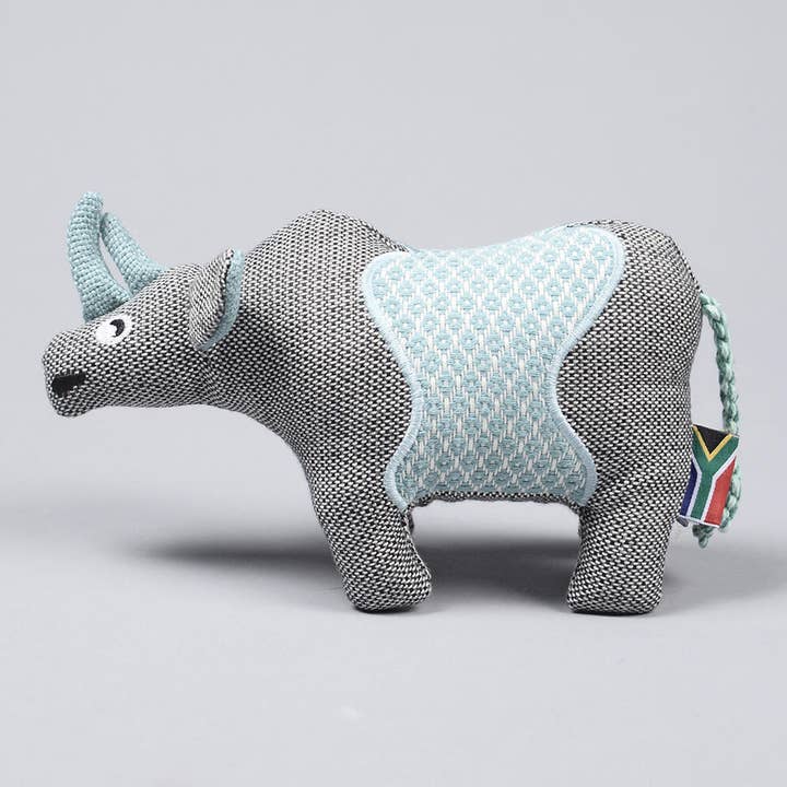 Grå Broderet genbrugsstof Plush Rhino Toy for engroshandel på Faire