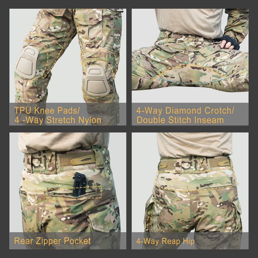 Ecovear - Wholesale Pants - Men's - Men's Tactical Pants Outdoor Combat Pants Camouflage with Kneepad G3V24