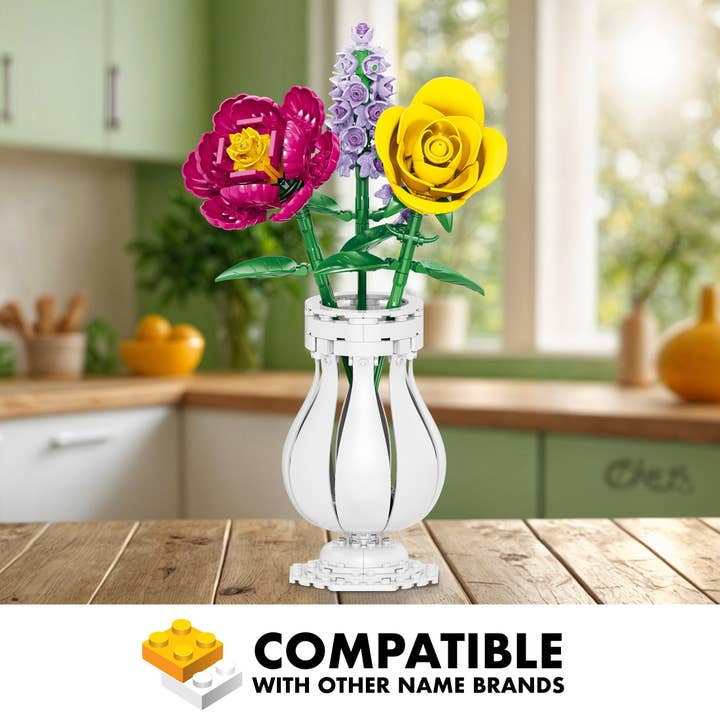 Brickcraft - Wholesale Building Set - Kids - Yellow Rose Botanical Flower Building Kit7