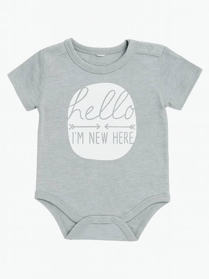 Fennco Styles - Wholesale Bodysuit (Non-Footed) - Baby - Grey hello I'M NEW HERE Cotton Baby Romper0