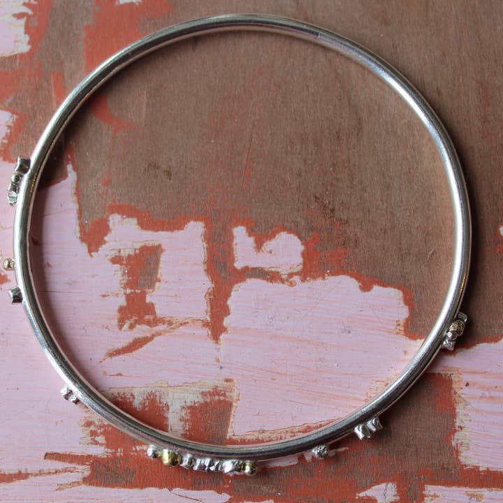 Silver Sapling – wholesale Bangle bracelet – SILVER & 9ct GOLD BARNACLE BANGLE. MADE IN CORNWALL UK