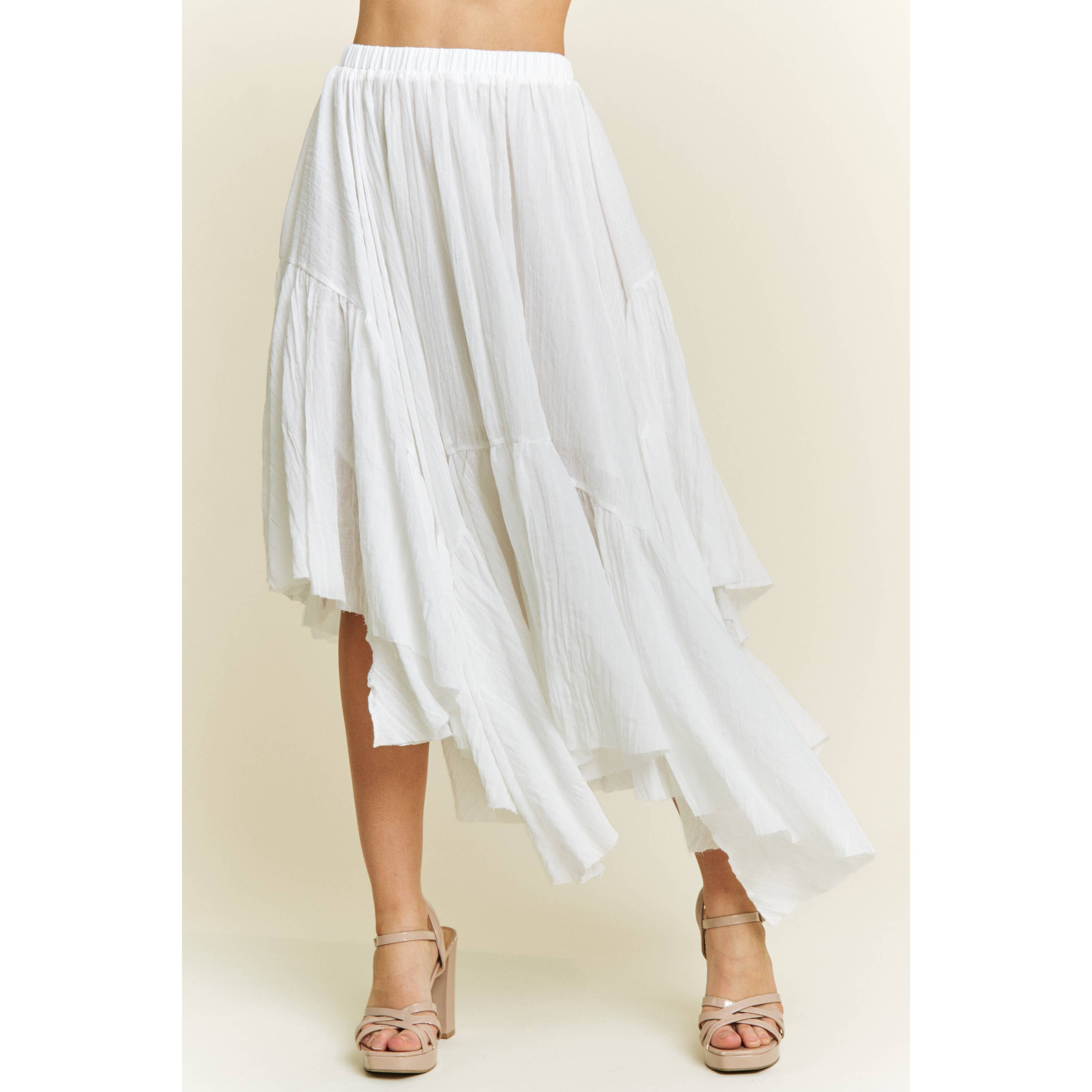 Sweet Generis - Wholesale Skirt - Women's -  Asymmetrical Raw-Edge Ruched Skirt - Charcoal23