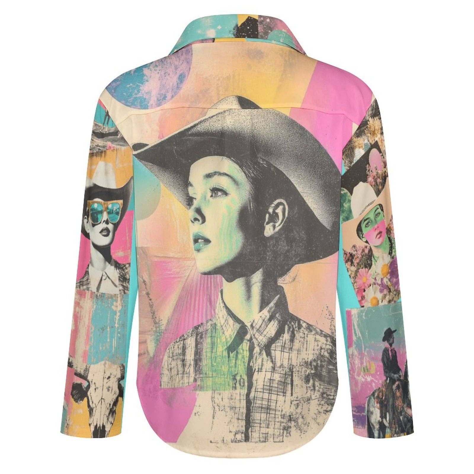 white Baha Ranch Dreamgirl Retro Pop Western Vintage Button Up Shirt for wholesale on Faire6