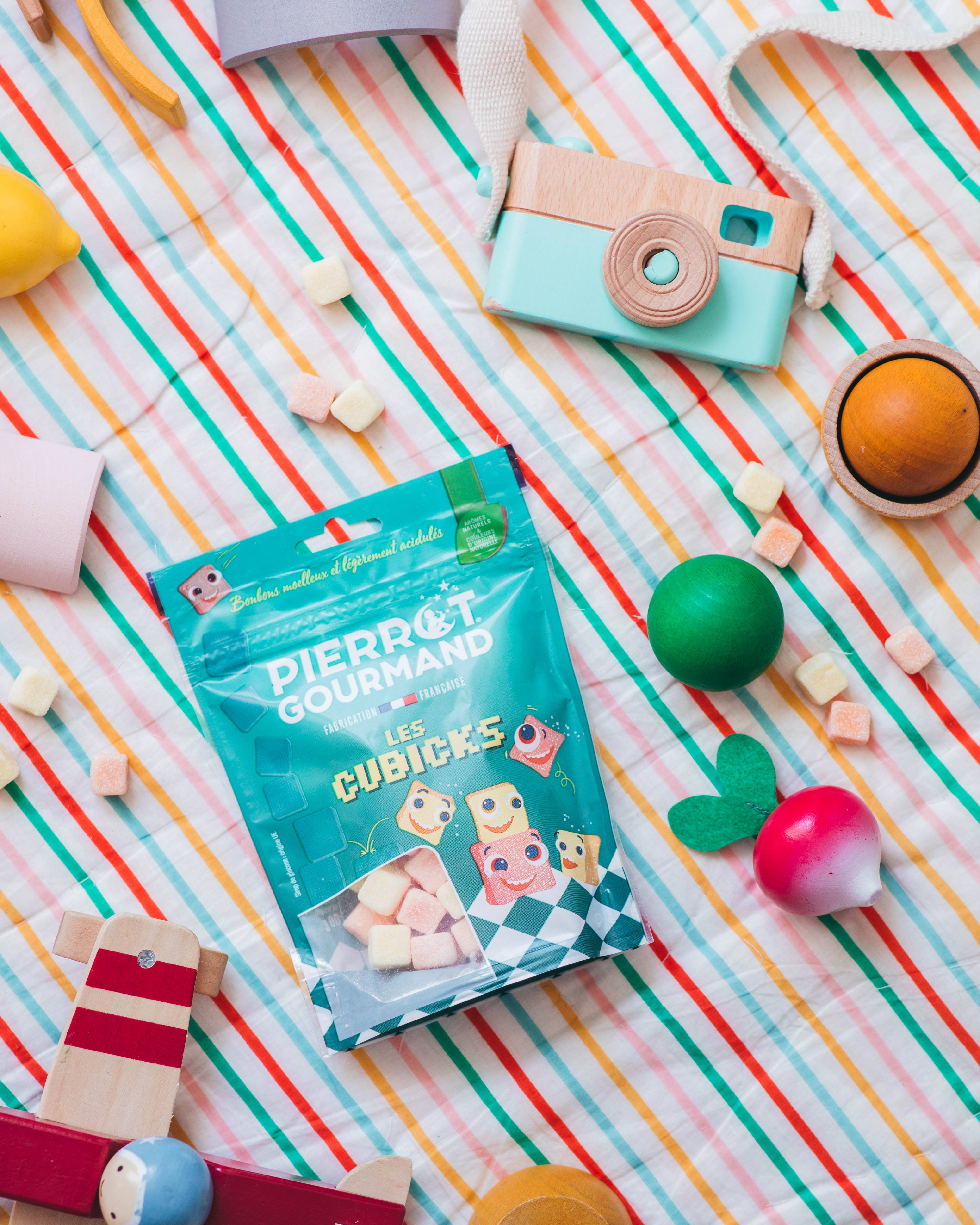 Pierrot Gourmand - Vente Bonbons gélifiés - Sachet refermable 100g de bonbons gélifiés Cubicks