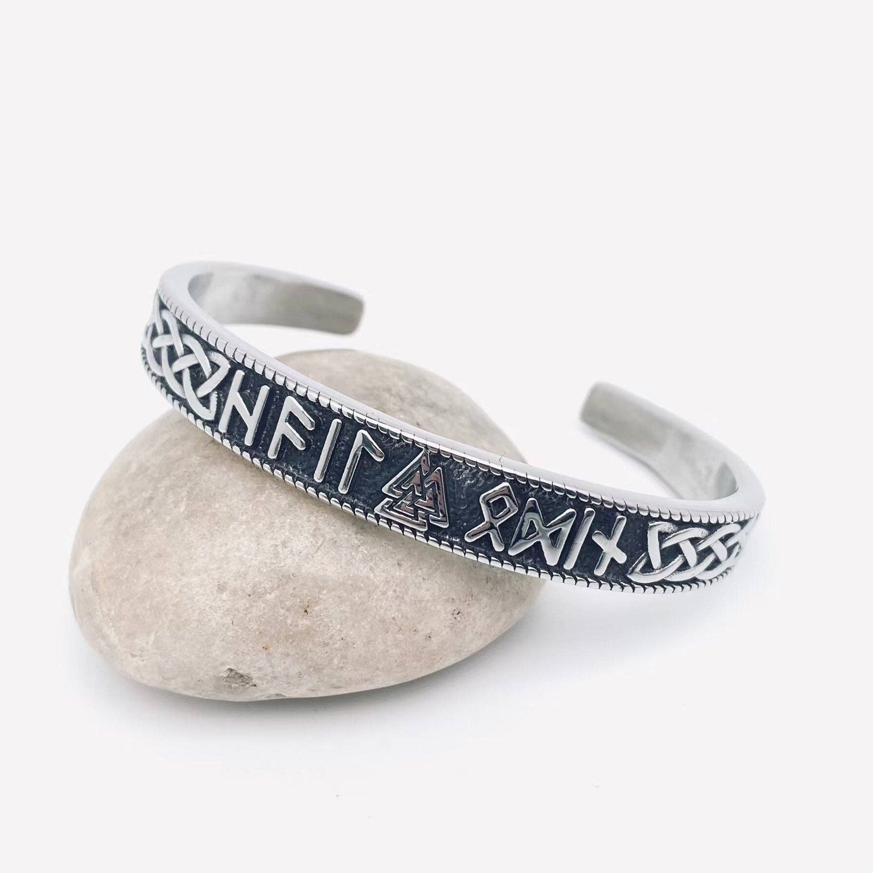 Mio Queena – wholesale Cuff bracelet – Viking Rune Valknut Celtic knot Stainless Steel Bangle-MJ/BC0