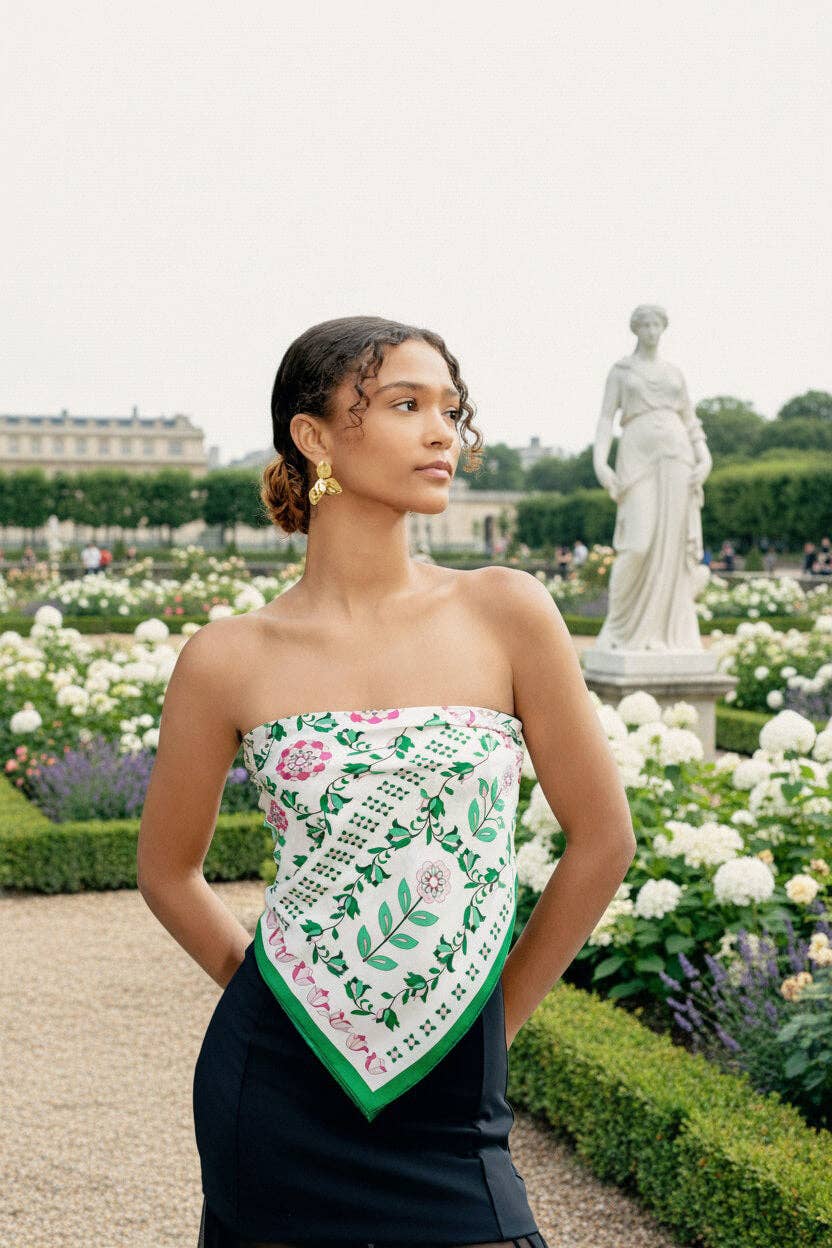 Jessie Zhao New York – wholesale Scarf – Women's – Ivy Parterre Double Sided Silk Scarf1