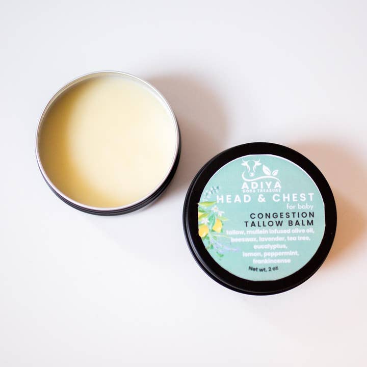 Tallow Head & Chest Salve Headache Pain Chest Rub for wholesale by Adiya God's Treasure Beef Tallow & Teas