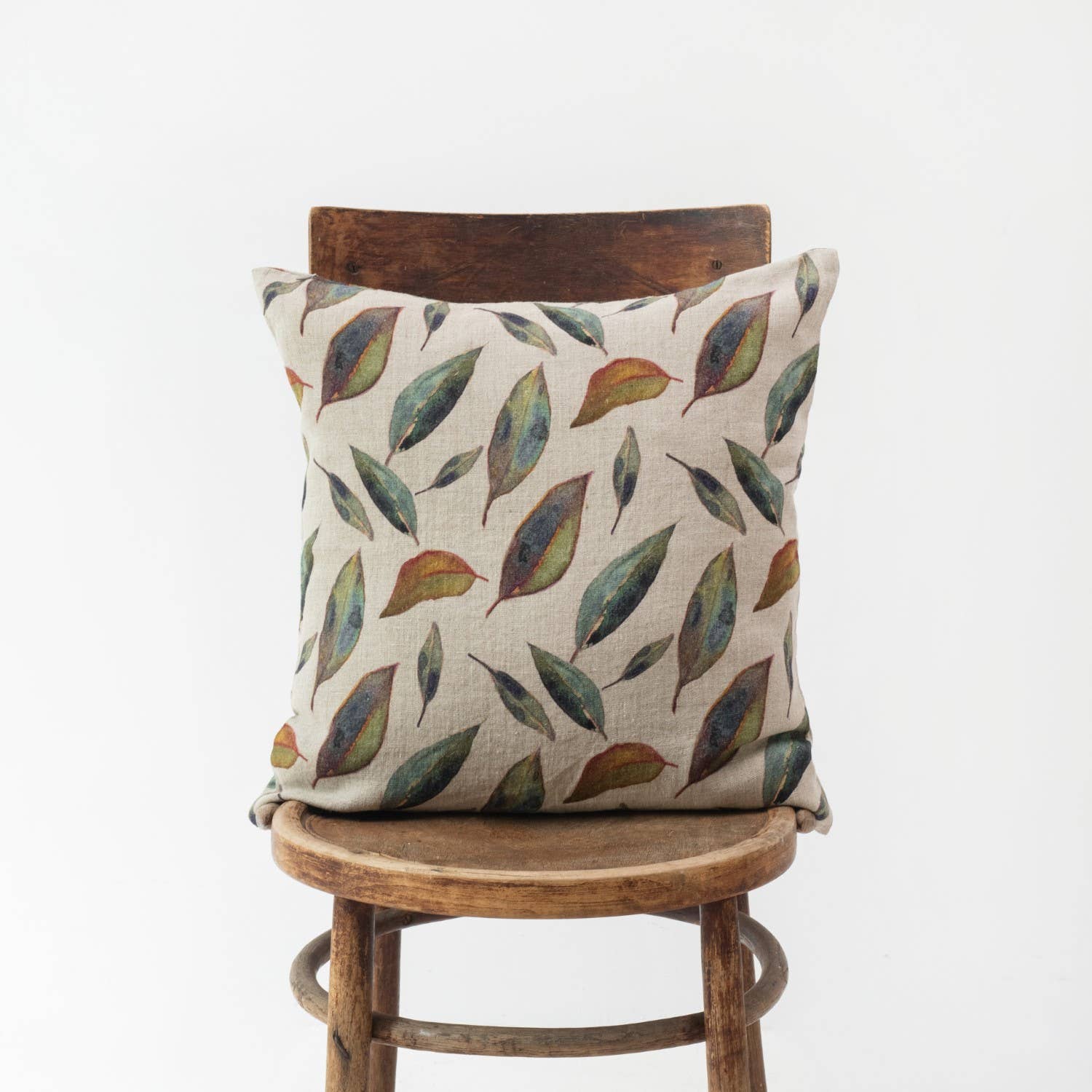 Linen Tales (We cover U.S. import duties) - Wholesale Stoelkussen - Gouden herfst op donker natuurlijke linnen kussenhoes0