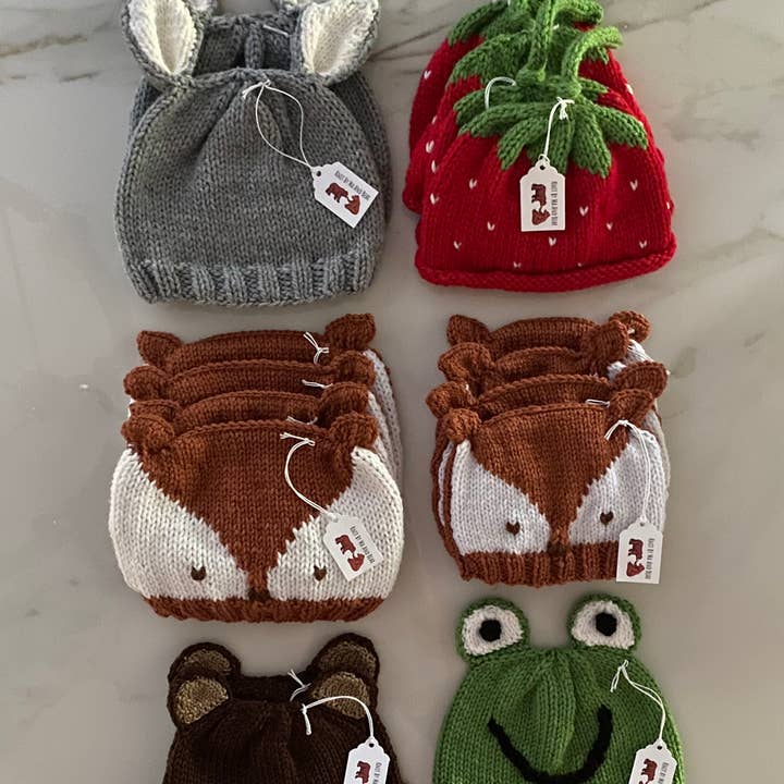 Knit By Ma and Bear - Wholesale Newborn/Knit Hat - Baby - Frog hat; hand knit baby infant hats beanie newborn toddler