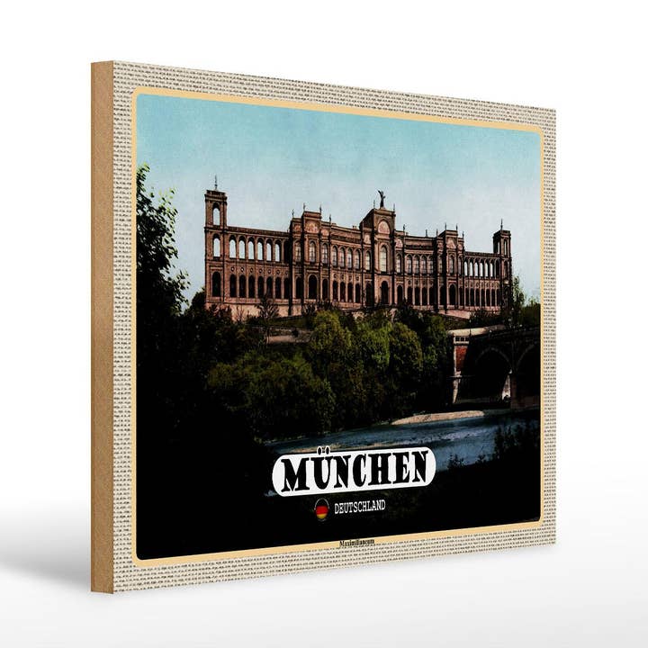 Cartel de madera Munich Maximilianeum Architecture de 40 x 30 cm para venta al por mayor de Femer