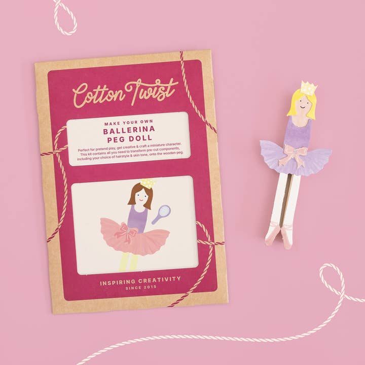 Cotton Twist (USA DUTIES PAID) - Wholesale DIY Craft Kit - Kids - Make Your Own Ballerina Peg Doll0