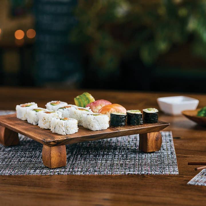 Fox Run Brands - Wholesale Serving Tray - Ironwood Kyoto Sushi Stand, Acacia, 10" x 10" x 2"