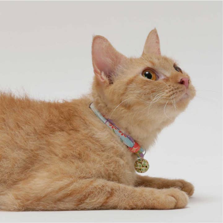 MOON-X USA, INC. - Wholesale Pet Collar - Cat - Chirimen Cat Collar with Clover Bell (Baby Blue)