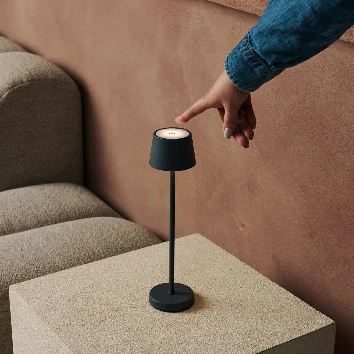 Tavellio - Wholesale Accent/Desk Lamp - Vondel Mini Stone Grey Cordless Lamp | Dimmable & Perfect for Hospitality Industry3