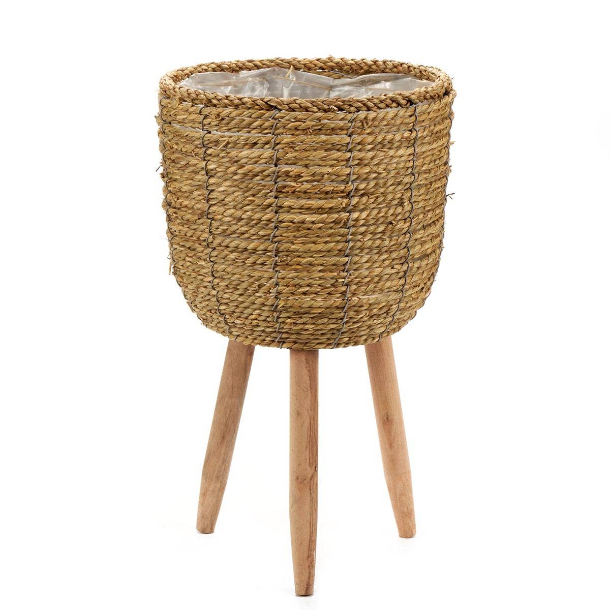 Truu Design - Wholesale Plant Pot - Truu Design Elegant Seagrass Basket Planters with Wood Legs1