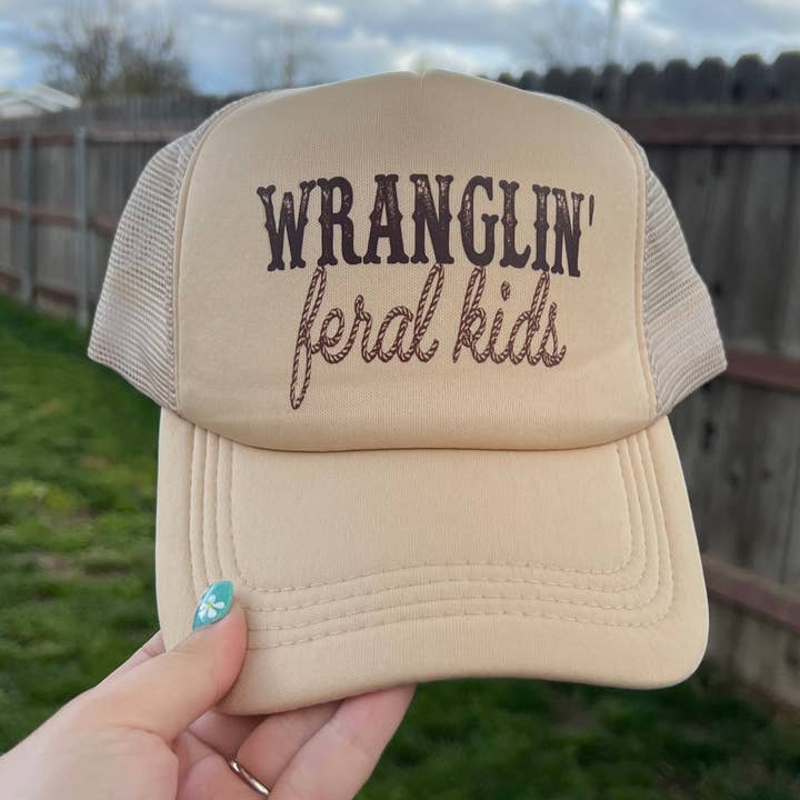 Wranglin' Feral Kids Trucker Hat for wholesale by Hailee’s Creations