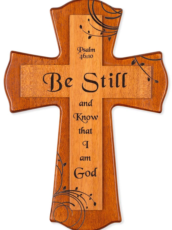 10" Cross - Mahogany-Be Still för wholesale av H.J. SHERMAN COMPANY, INC.