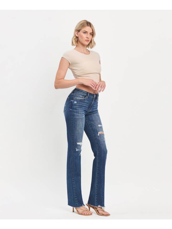 POPLAR PATH HIGH RISE RAW HEM BOOTCUT JEANS LV1485 for wholesale on Faire4