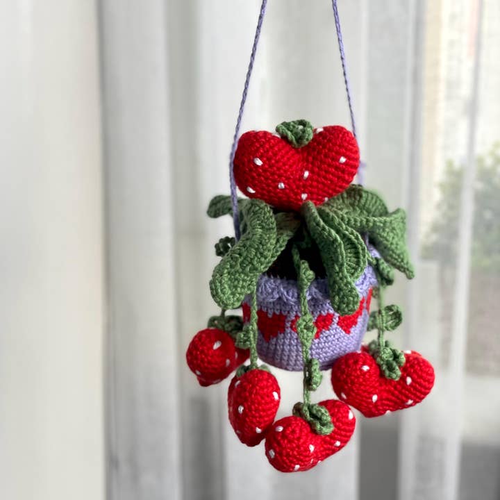 Heart Flowers Crochet, Plant Hanging Baskets, VDay Decor for wholesale by TOMOPOD LLC