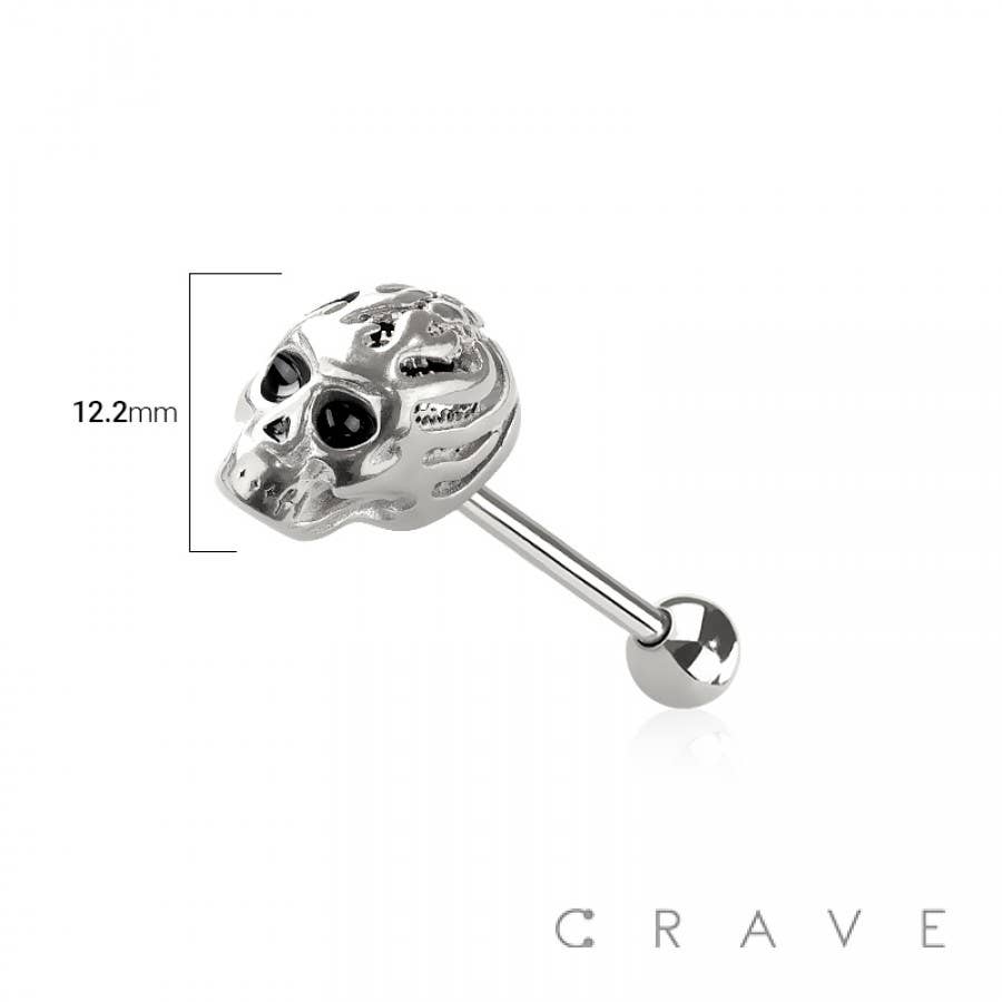 CRAVE – wholesale Tongue ring – 316L SURGICAL STEEL SKULL HEAD TONGUE BARBELL2