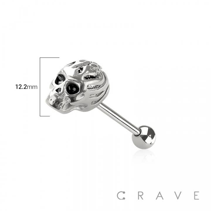 CRAVE – wholesale Tongue ring – 316L SURGICAL STEEL SKULL HEAD TONGUE BARBELL2