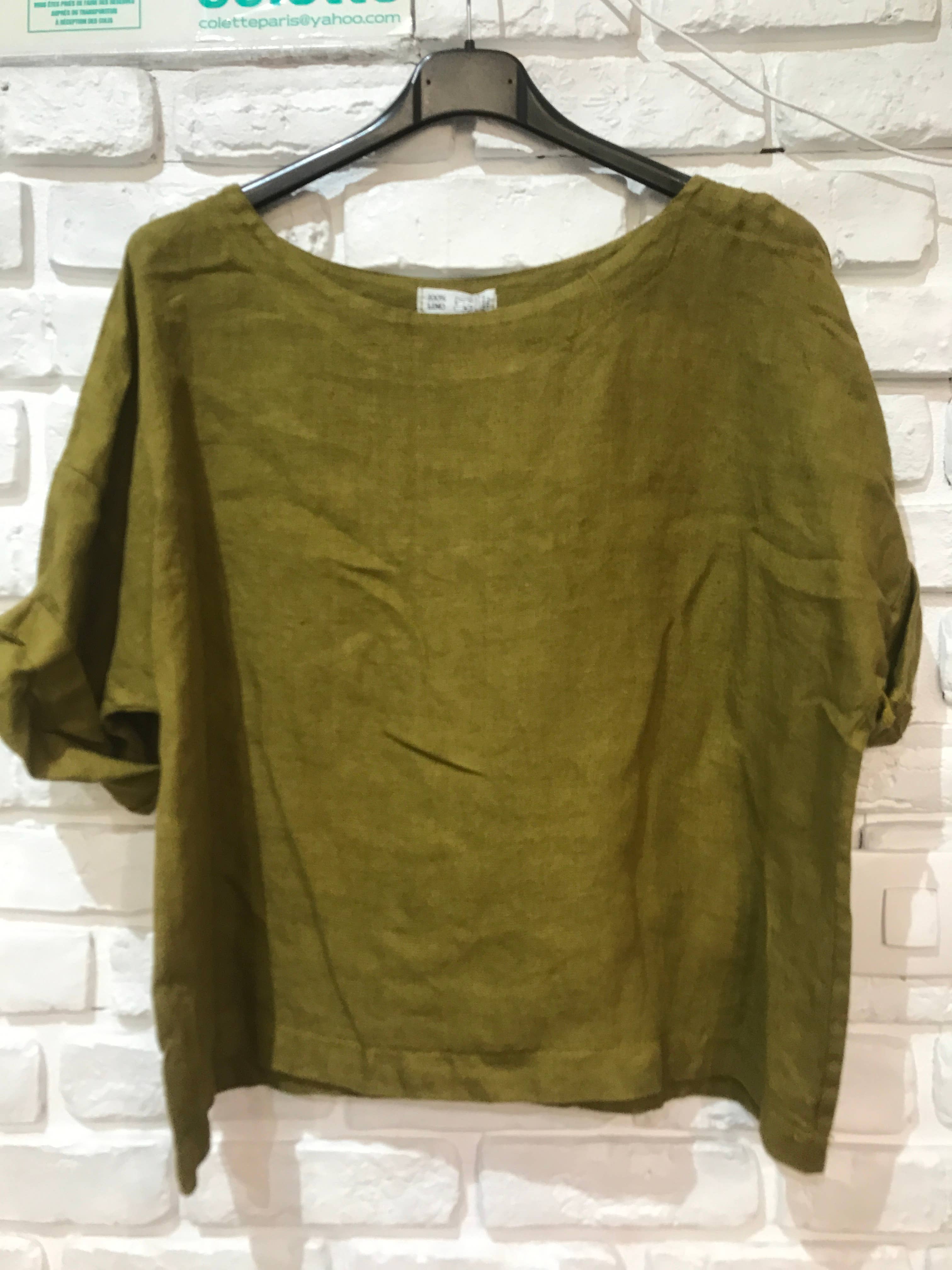 la maison des fibres naturelles - Wholesale Blouse - Women's - Round neck linen top 659005 100% linen40