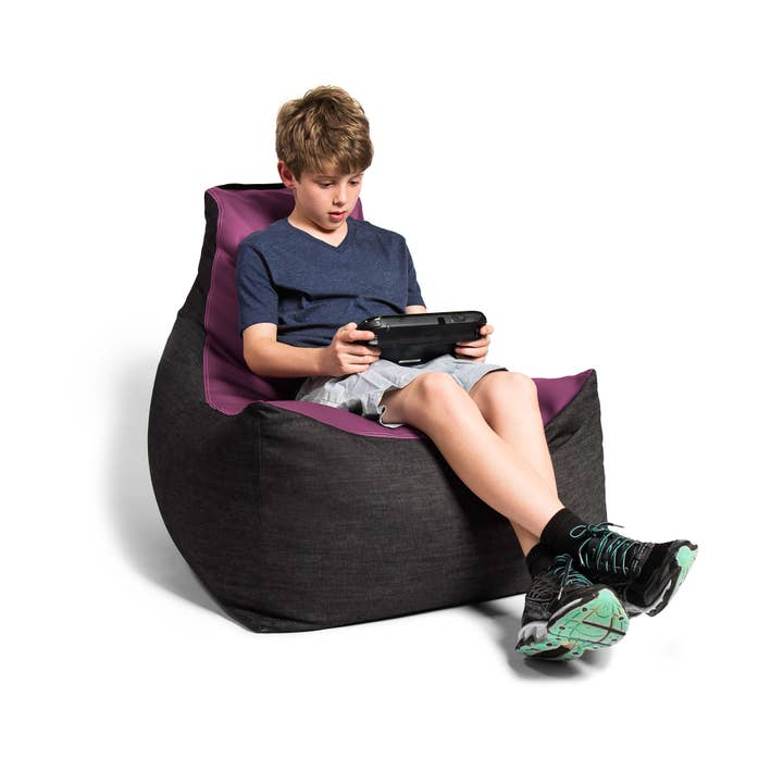 LuvU - Wholesale Chair - Jaxx Pixel Gamer Bean Bag Chair, Premium Vinyl / Dark Denim79