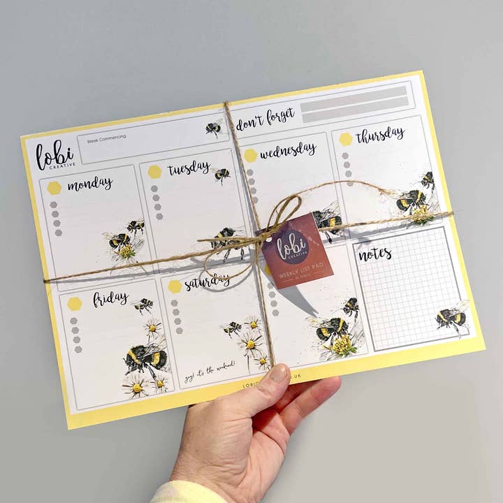 Bee Weekly List Pad for wholesale by LOBI Creative