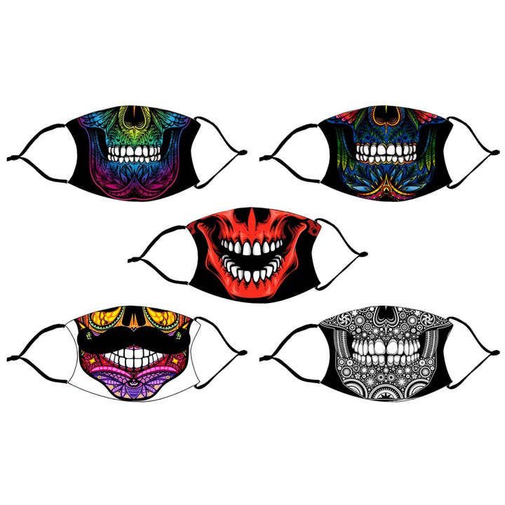 Skull Halloween Design Printed Reusable Face Mask for wholesale by Monogramonline Inc.
