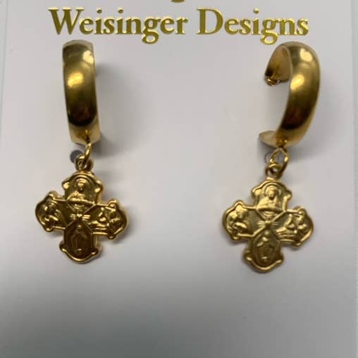 ER104CROSS S Hoop W Cross for wholesale by Weisinger Designs