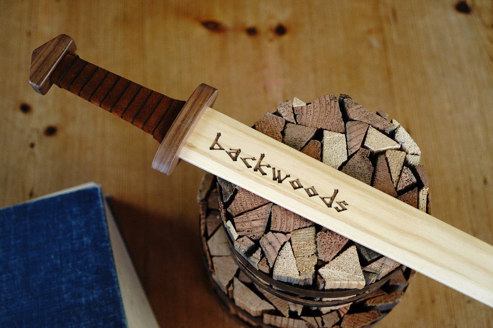 Backwoods Provisions - Wholesale Classic Toy - Kids - Large Viking Sword, Wooden Sheath with Leather Wrapped Handle2